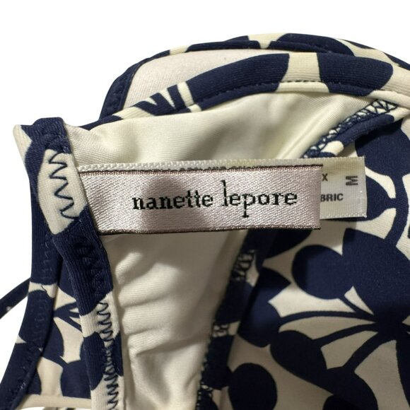 Nanette Lepore Navy Cherries Tie Front  Underwire Bikini Top Adjustable Straps M - Picture 4 of 4